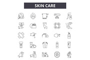 Skin care line icons, signs set