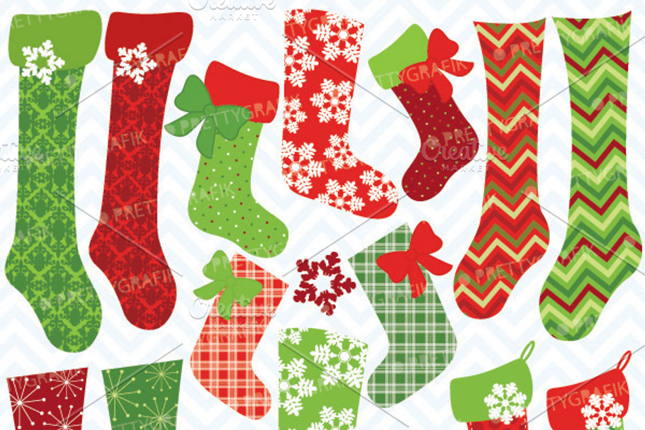 Christmas stockings clipart in Illustrations - product preview 8