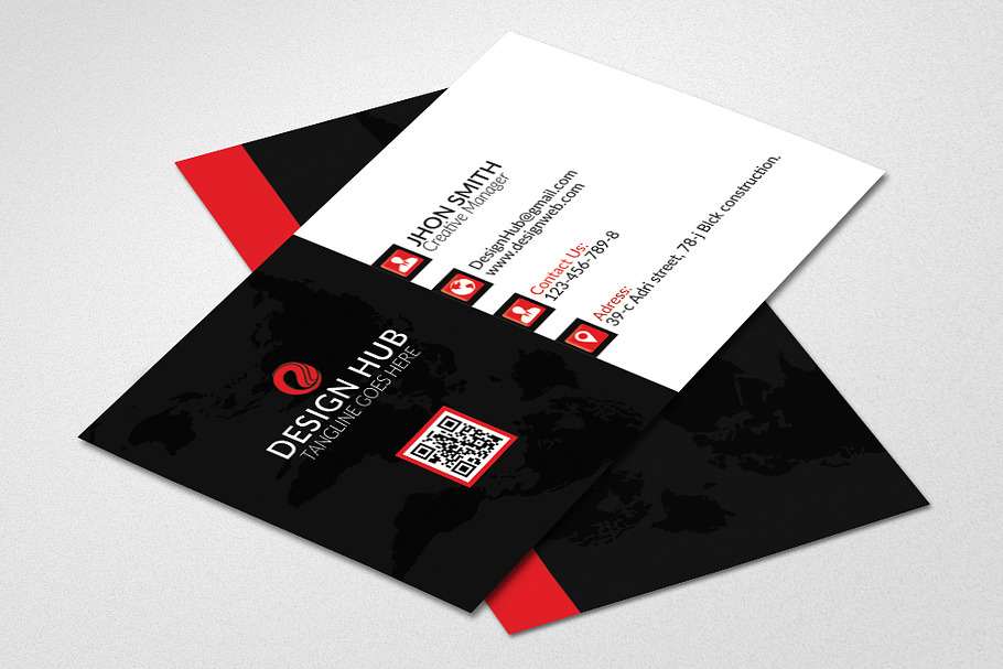 Red & Black Business Card Template in Business Card Templates - product preview 8