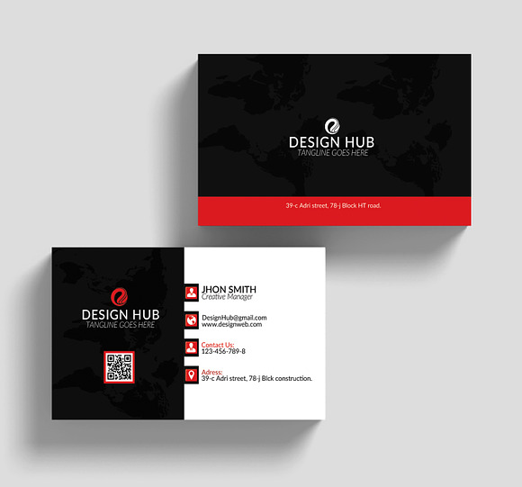 Red & Black Business Card Template in Business Card Templates - product preview 1