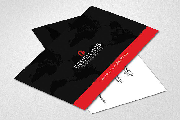 Red & Black Business Card Template in Business Card Templates - product preview 2