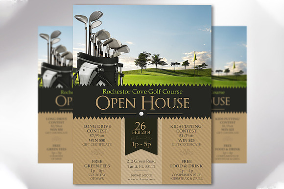 Golf Club Open House Flyer Word in Invitation Templates - product preview 1