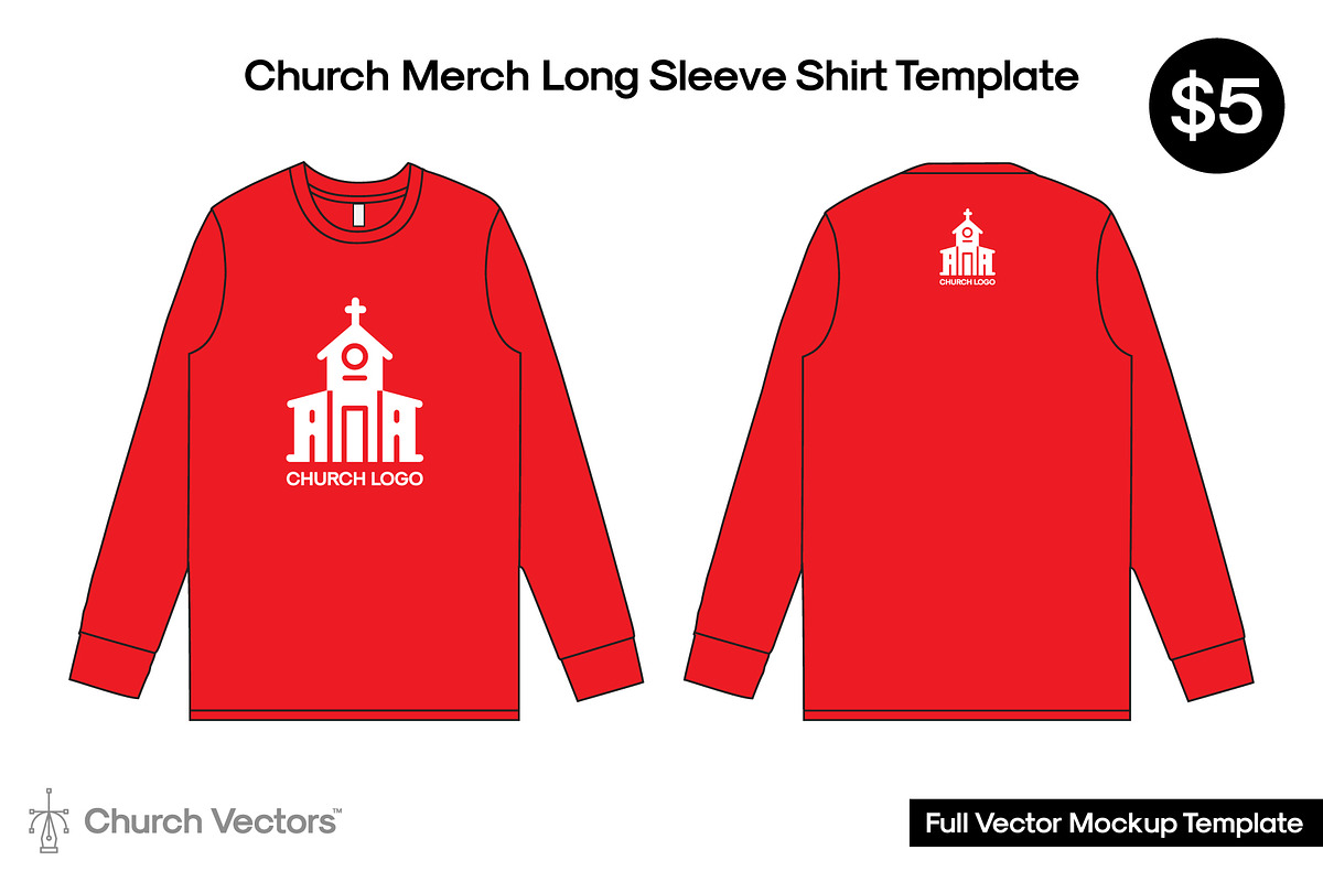 Church Merch Long Sleeve Template in Objects - product preview 8