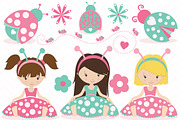 pink Ladybug clipart commercial use