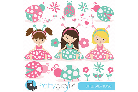 pink Ladybug clipart commercial use in Illustrations - product preview 1