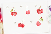 15 Watercolor Cherry Fruits