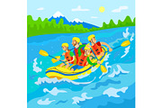 Travelers in Boat, River Rafting