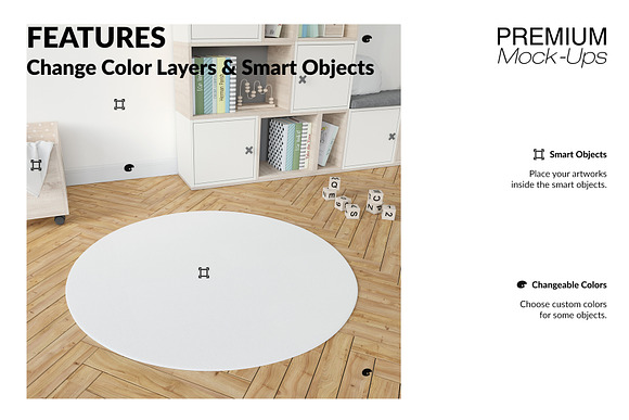 4 Types of Carpets in Kids Room in Product Mockups - product preview 7