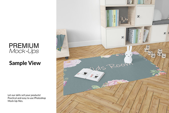 4 Types of Carpets in Kids Room in Product Mockups - product preview 22