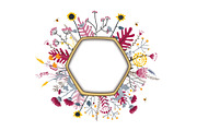 Hexagon Frame with cute honey