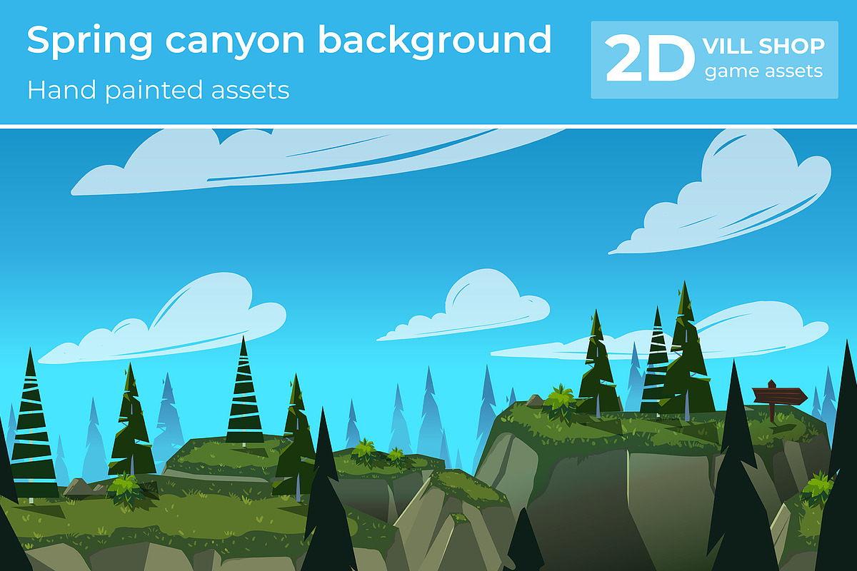 Spring canyon background in Illustrations - product preview 8