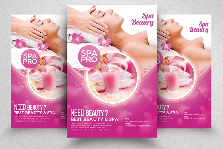 Spa Care Center Pink Flyer Template