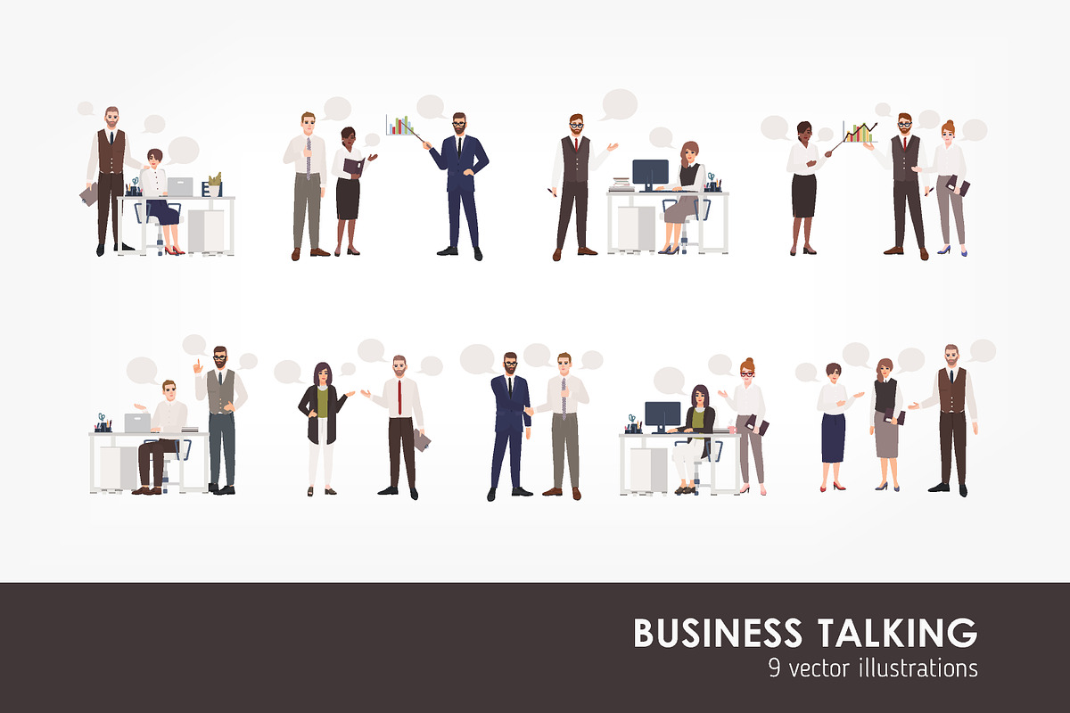 Business talks set in Illustrations - product preview 8