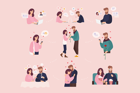 Couple met on dating site in Illustrations - product preview 1