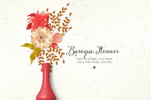 Baroque Flowers in Illustrations - product preview 1