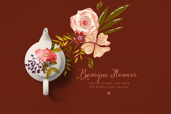 Baroque Flowers in Illustrations - product preview 3