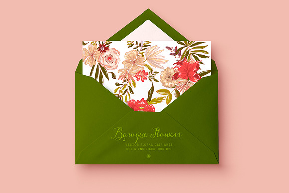 Baroque Flowers in Illustrations - product preview 5