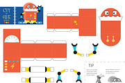 Cut and glue robot toy vector