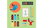 Paints and tools for tattooing