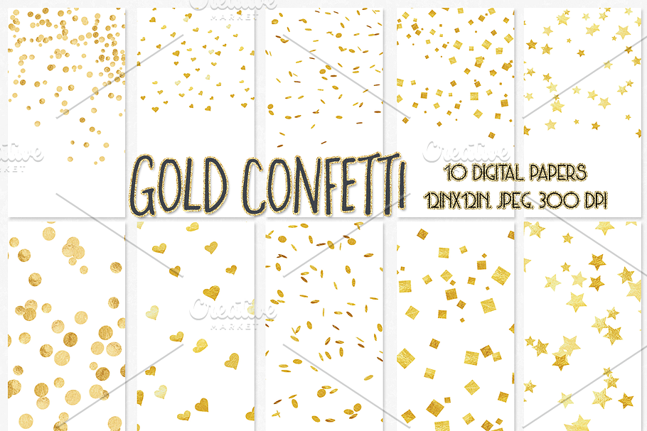 Gold Confetti digital paper in Patterns - product preview 8