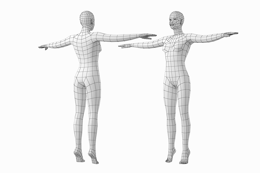 Female Body on Toes in T-Pose in People - product preview 4