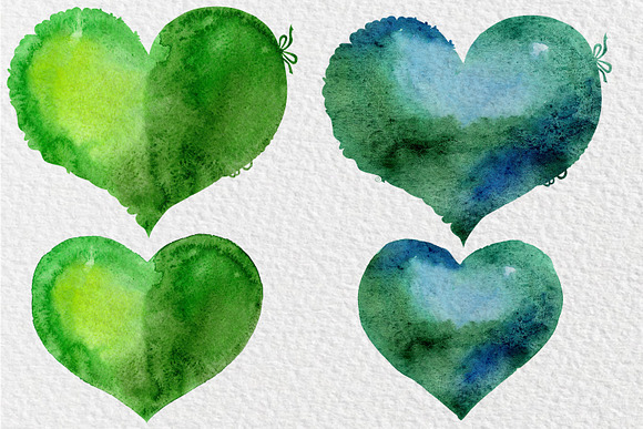 Unique watercolor hearts in Objects - product preview 7