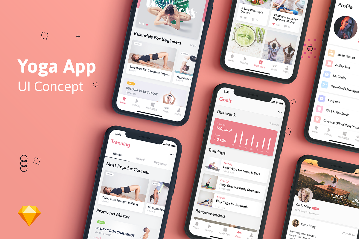 Yoga Fitness App UI Kit in App Templates - product preview 8