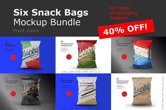 Six Snack Bags Mockup Bundle in Product Mockups - product preview 12
