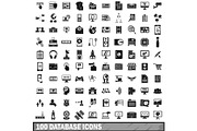 100 database icons set, simple style