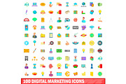 100 digital marketing icons set