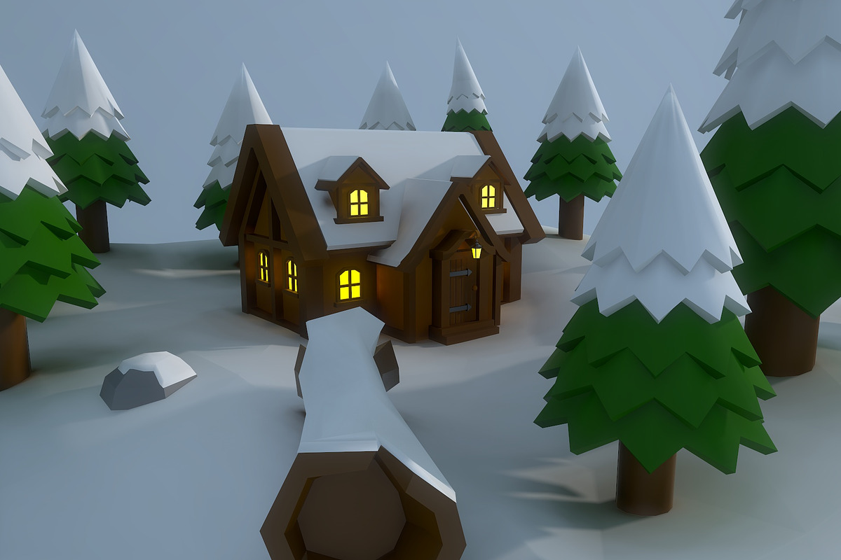 Low Poly Hut in Nature - product preview 8