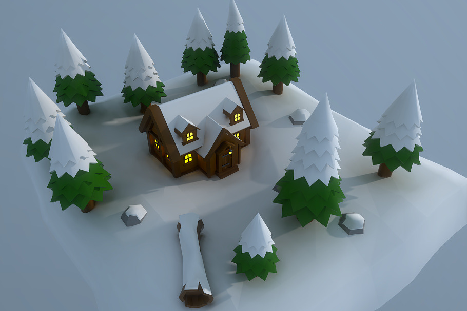 Low Poly Hut in Nature - product preview 1