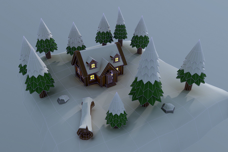 Low Poly Hut in Nature - product preview 4