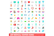 100 medical center icons set
