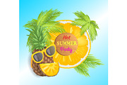 Hot Summer Party Pineapple Vector