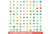 100 mobile banking icons set