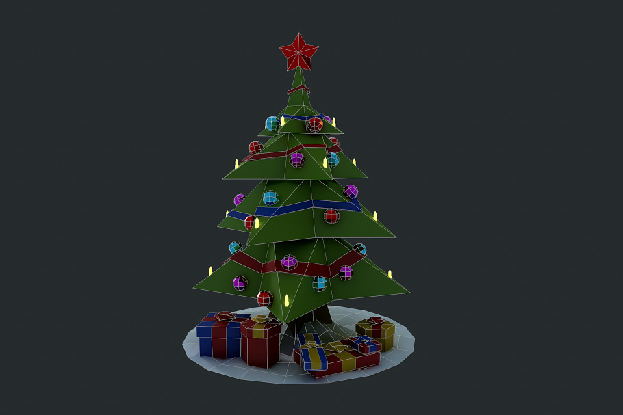 Low Poly Christmas Tree in Nature - product preview 3