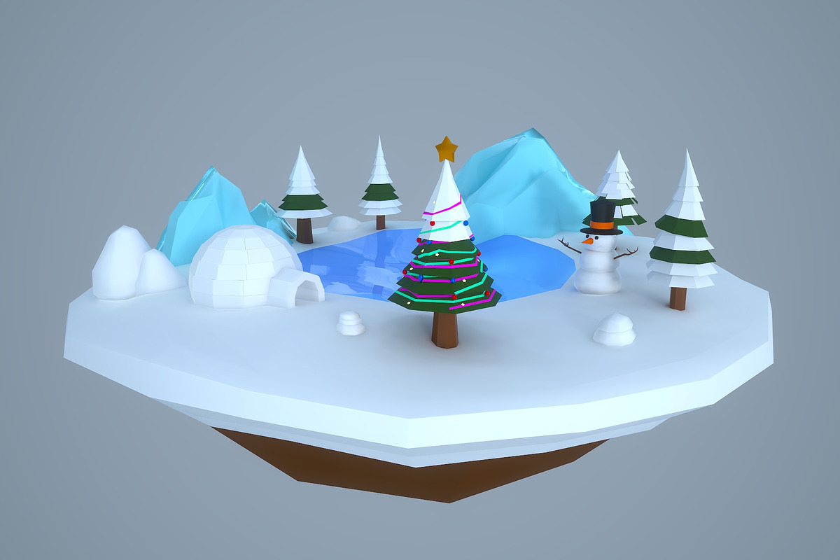 Low Poly Christmas Igloo in Nature - product preview 8
