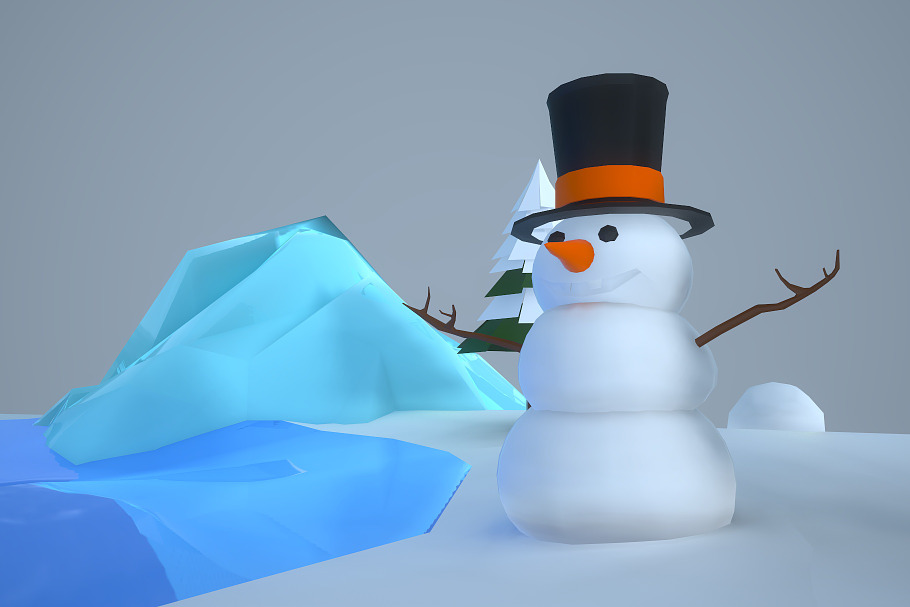 Low Poly Christmas Igloo in Nature - product preview 2