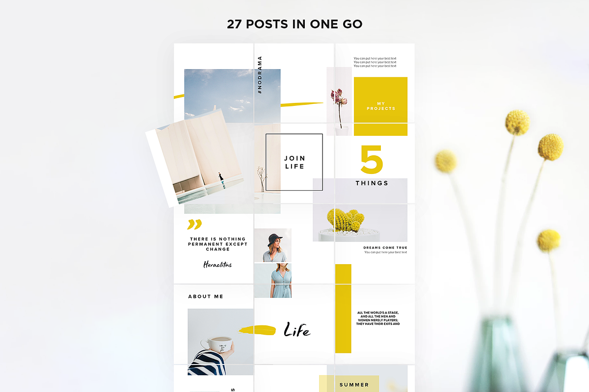 Instagram Puzzle Template Chartreuse in Instagram Templates - product preview 8