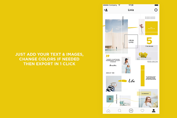 Instagram Puzzle Template Chartreuse in Instagram Templates - product preview 2