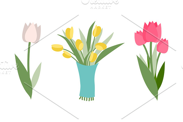 Yellow and Pink Tulips, Different