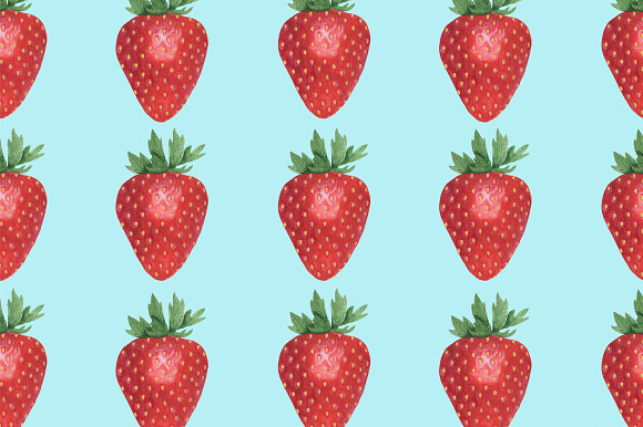 Set of strawberry watercolor in Illustrations - product preview 5