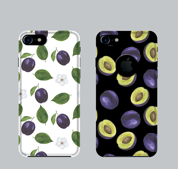 Watercolor plum set in Illustrations - product preview 7