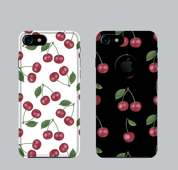 Watercolor cherry set in Illustrations - product preview 10