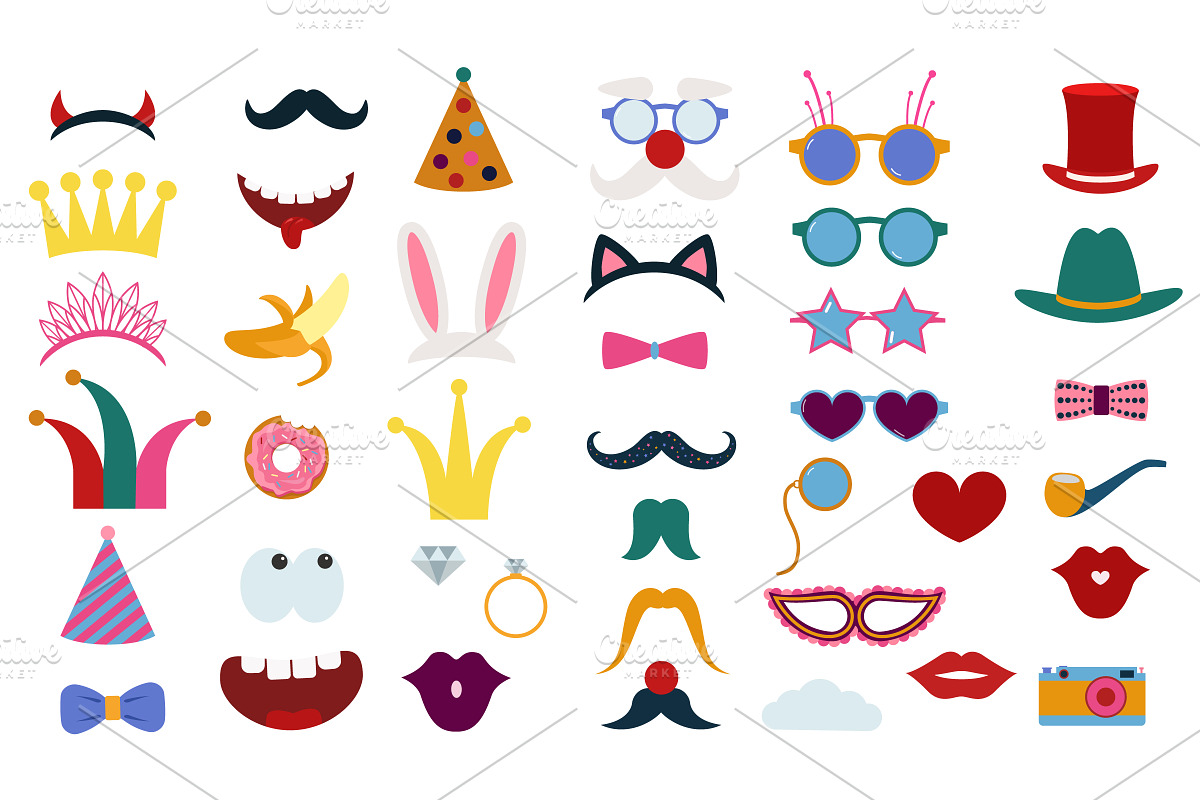 Big photo booth props set vector in Illustrations - product preview 8