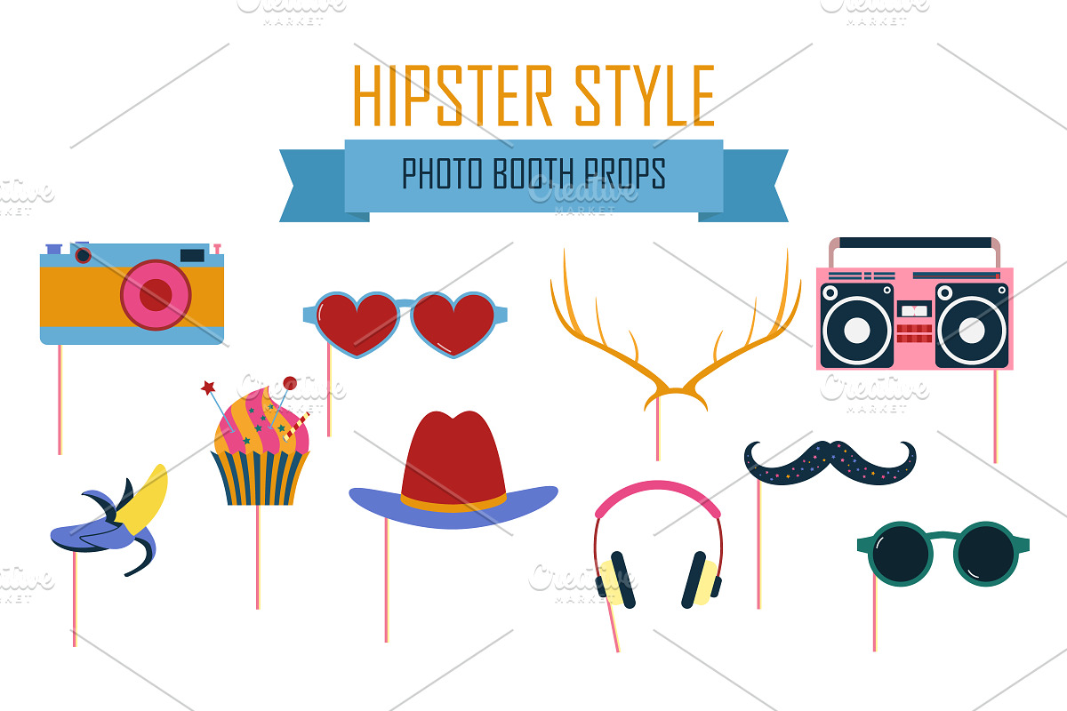 Photo booth printable props vector in Illustrations - product preview 8