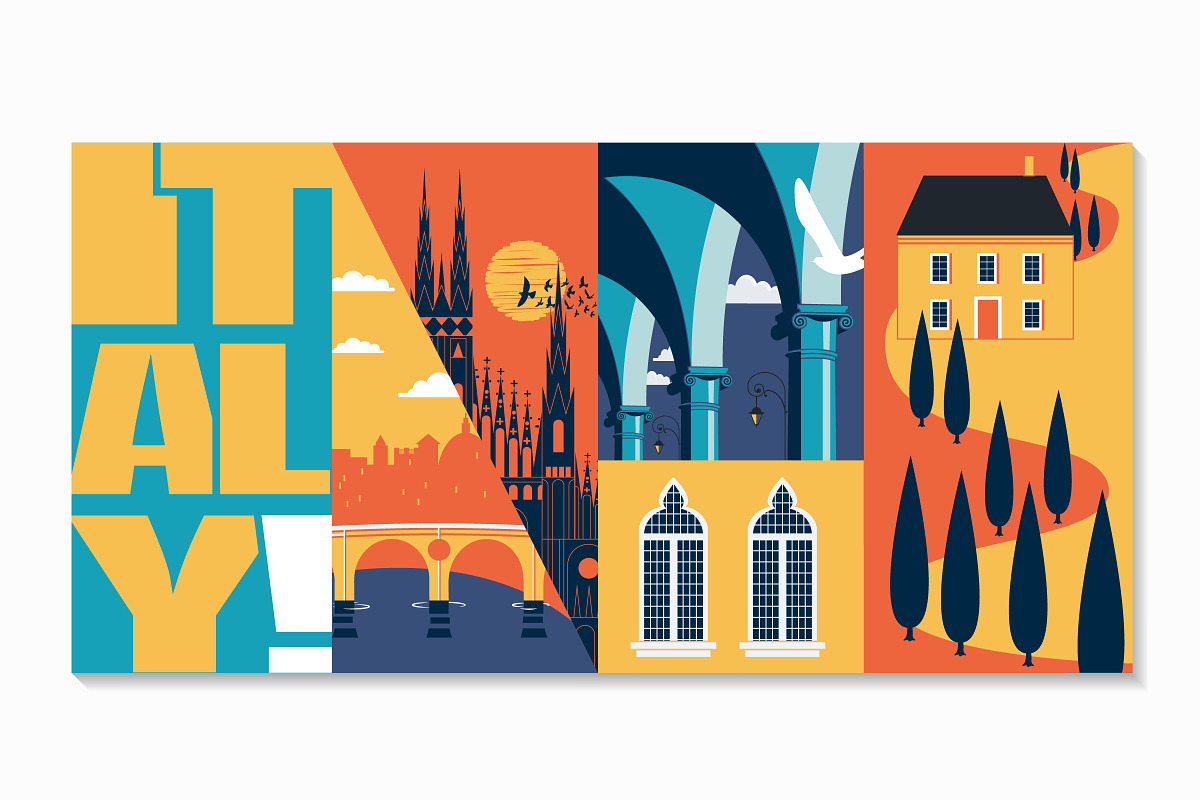 Tourism in Italy vector banner in Illustrations - product preview 8