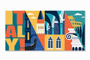Rome, Italy vector banner