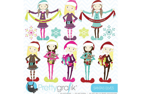 christmas elves clipart commercial in Illustrations - product preview 1